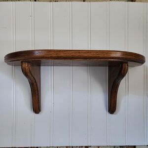 Vintage Oak Wall Shelf Curved Corbels Small Display Shelf Farmhouse Trinket Folk